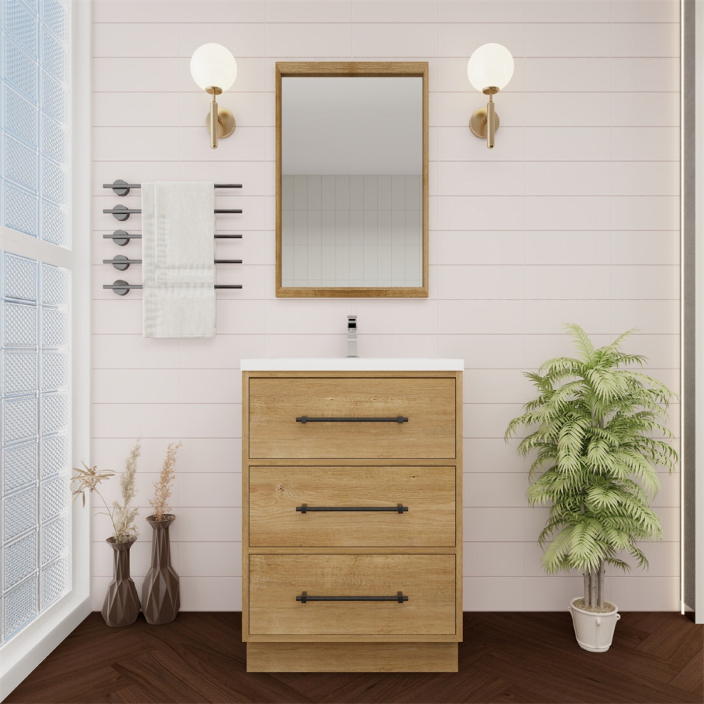 Color: Oak | Victoria 24" Freestanding Bathroom Vanity image 2