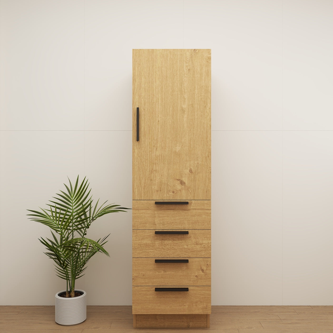 Color: Oak | Carla 20" Freestanding Linen Cabinet image 2