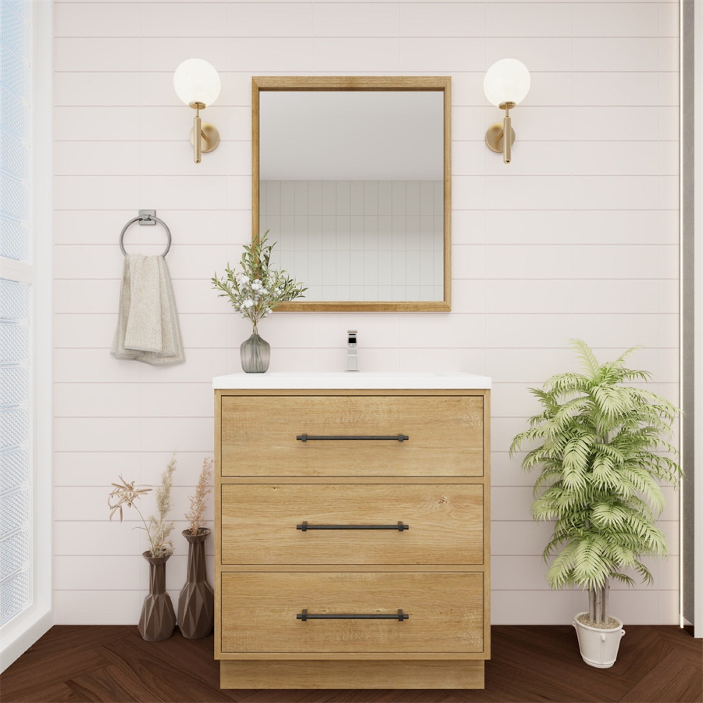 Color: Oak | Victoria 30" Freestanding Bathroom Vanity image 2