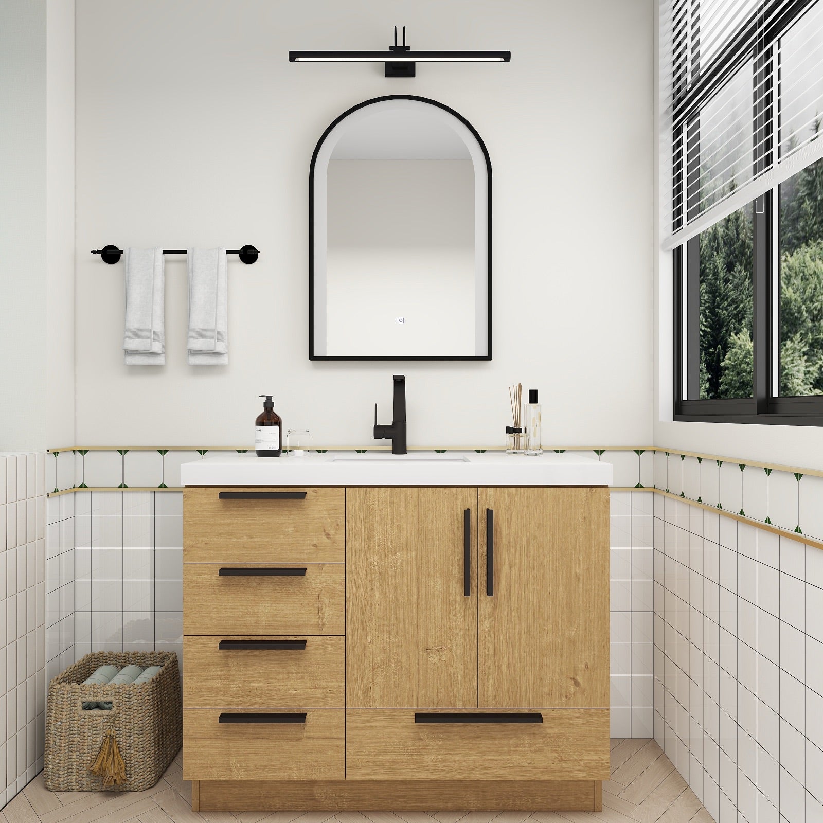 Carla 42" Freestanding Bathroom Vanity with Left Side Drawers image 2
