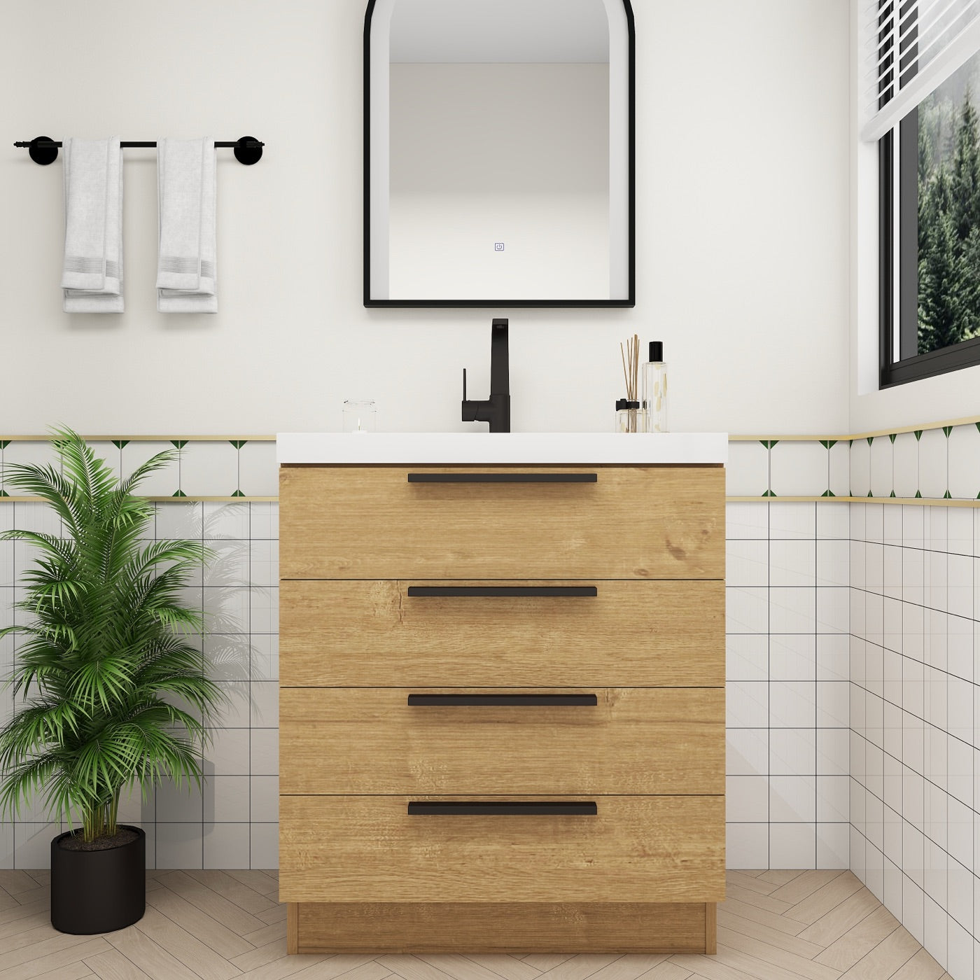 Color: Oak | Carla 30" Freestanding Bathroom Vanity image 2