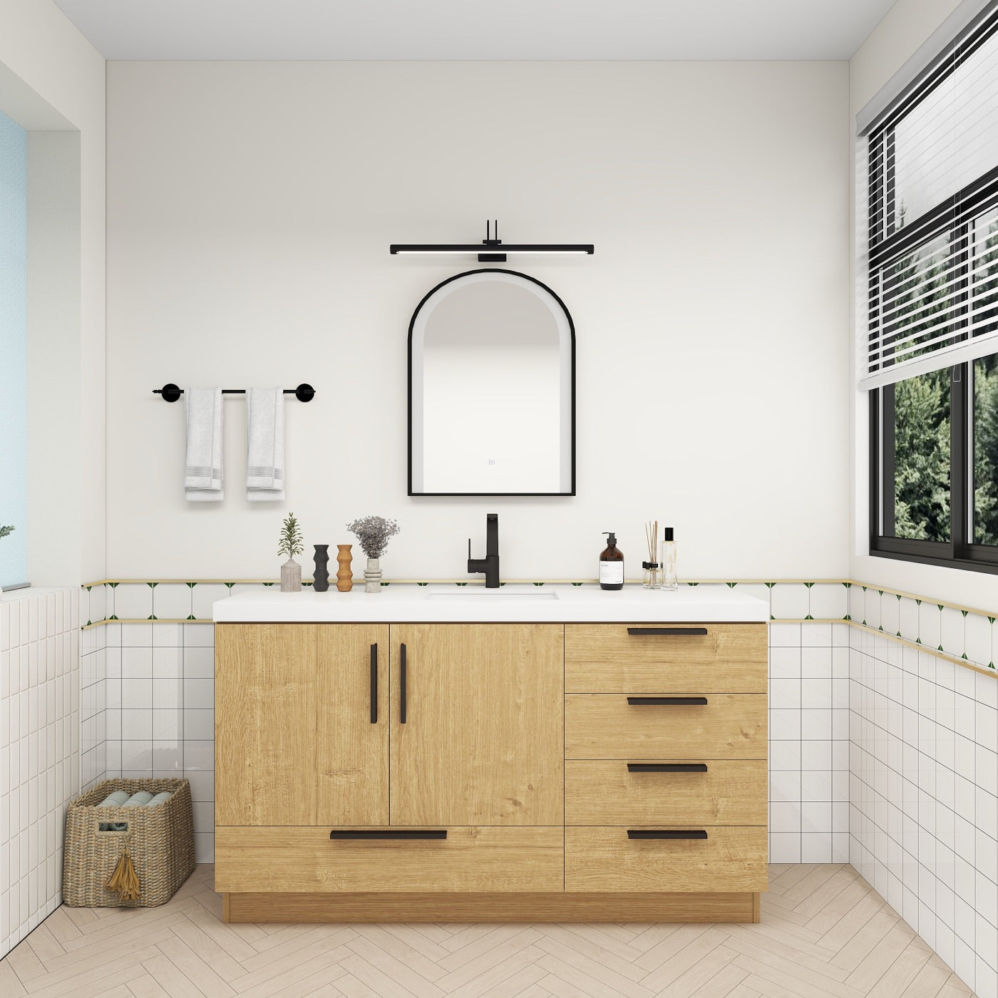 Color: White Oak | Carla 60" Freestanding Bathroom Vanity with Single Sink image 2
