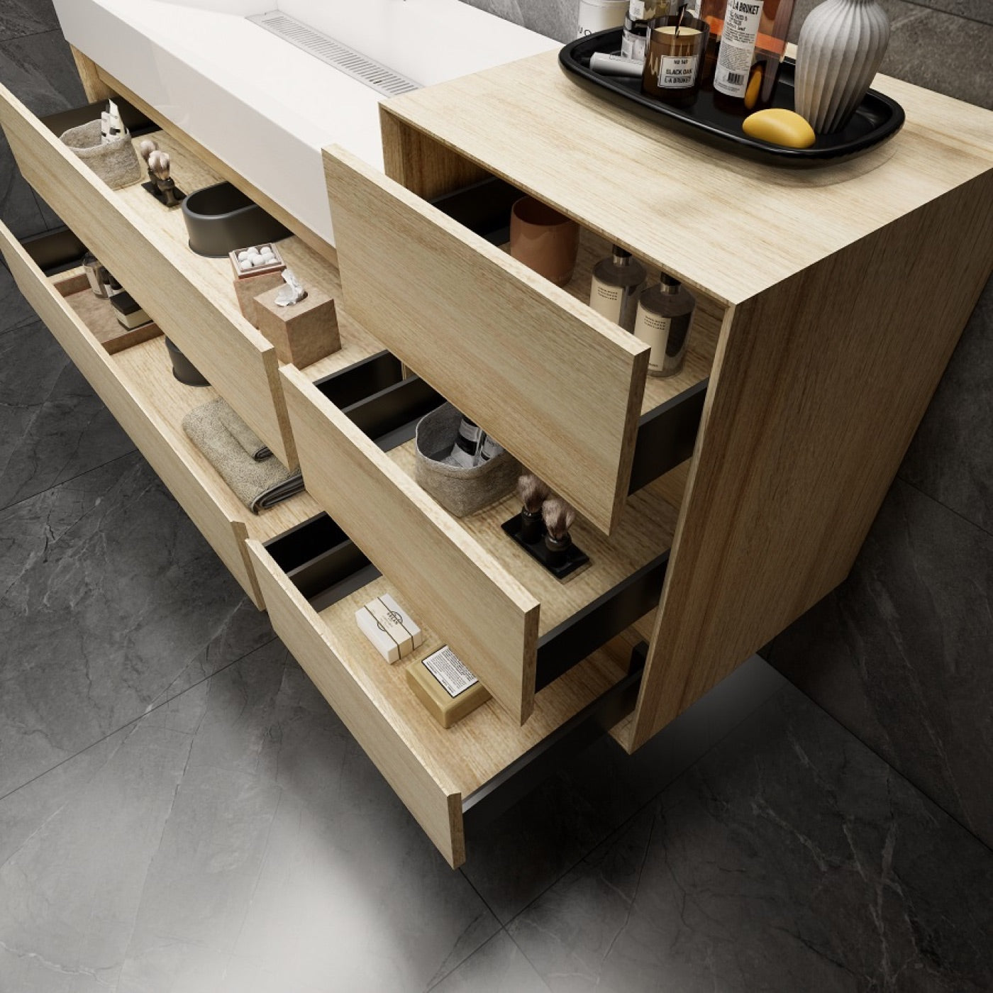 Color: Cement Oak | MAX 20" Floating Linen Cabinet image 2