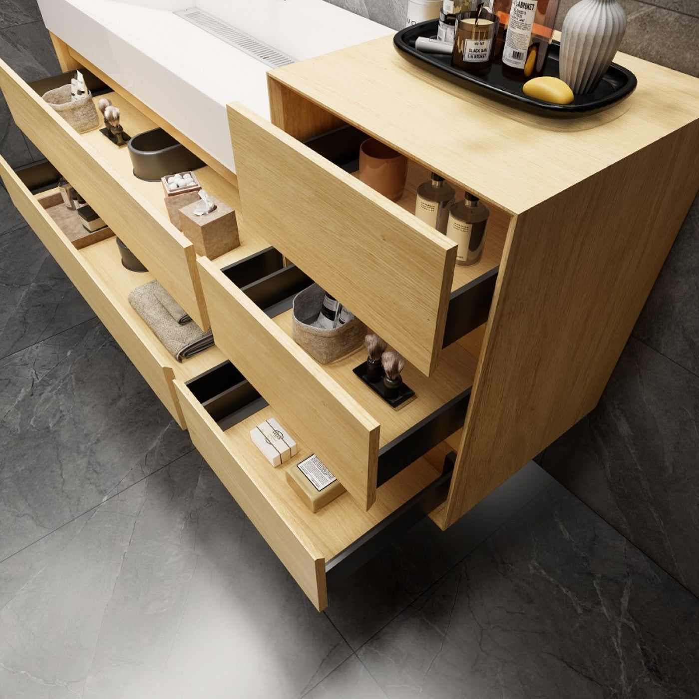 Color: Teak Oak | MAX 20" Floating Linen Cabinet image 2