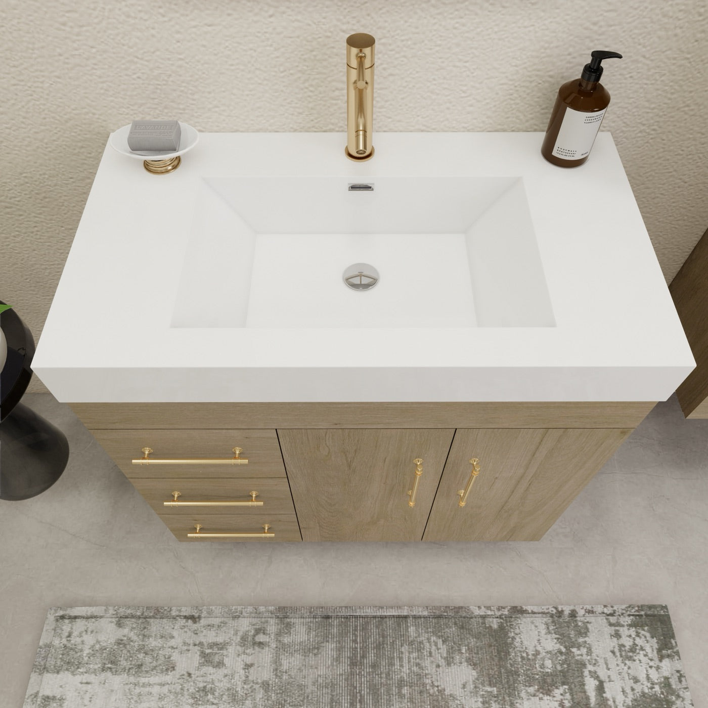 Color: White Oak | Elsa 36" Freestanding Bathroom Vanity with Left Side Drawers image 2