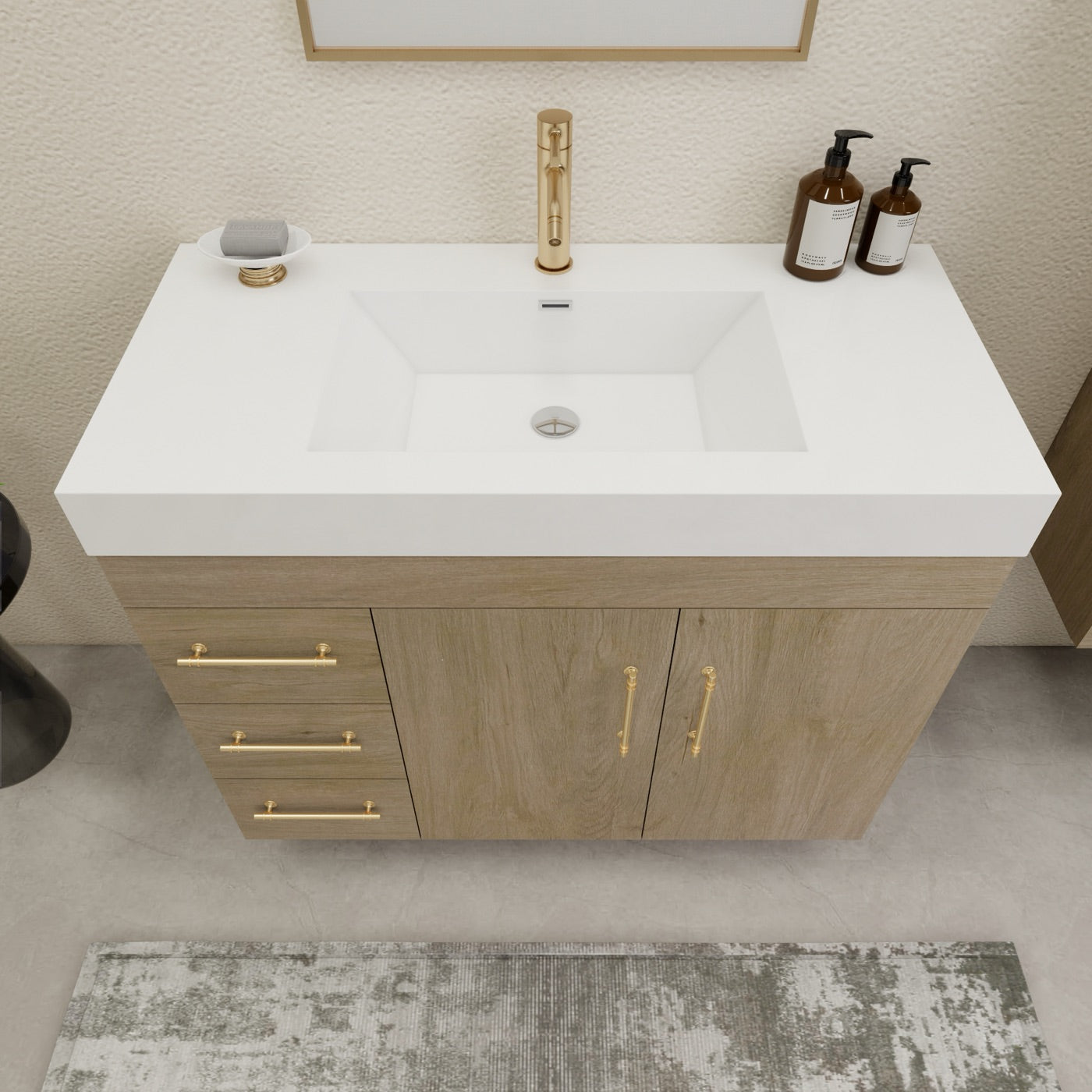 Color: White Oak | Elsa 42" Freestanding Bathroom Vanity image 2