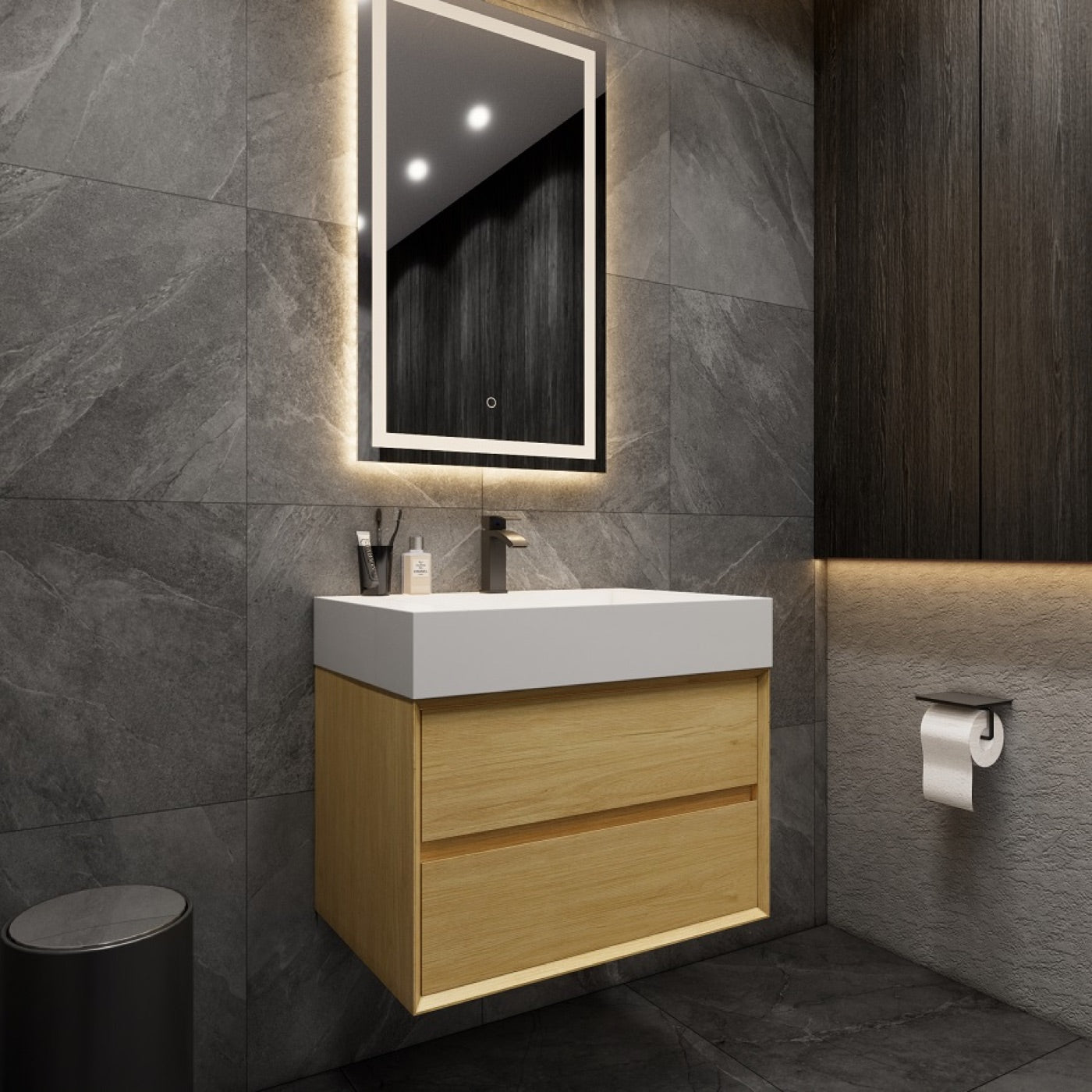 Color: Teak Oak | MAX 30" Floating Bathroom Vanity image 2