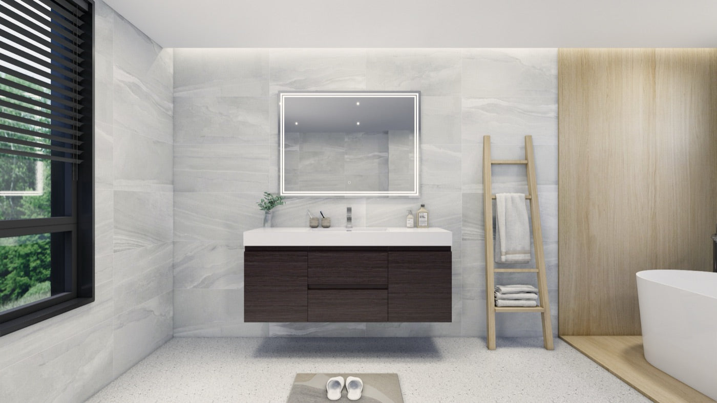 Color: White Oak | MOB 60" Floating Bathroom Vanity with Single Sink image 2