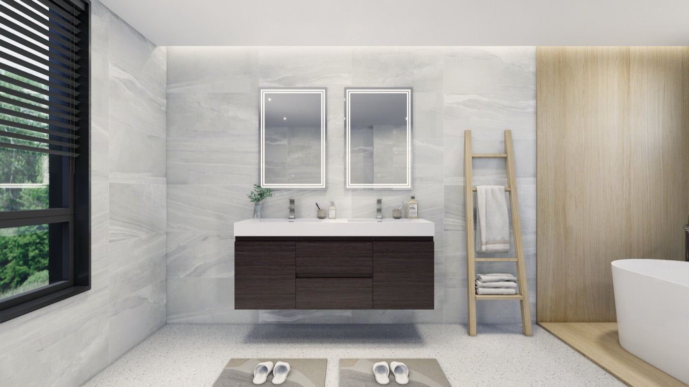 Color: White Oak | MOB 60" Floating Bathroom Vanity with Double Sink image 2