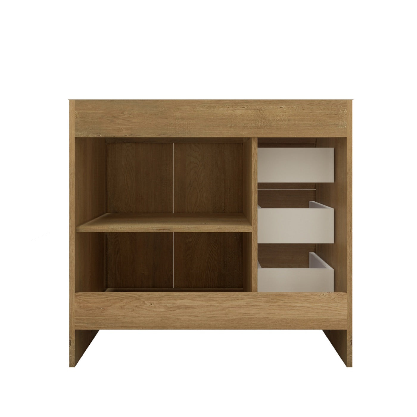 Color: Oak | Elsa 36" Freestanding Bathroom Vanity with Left Side Drawers image 2