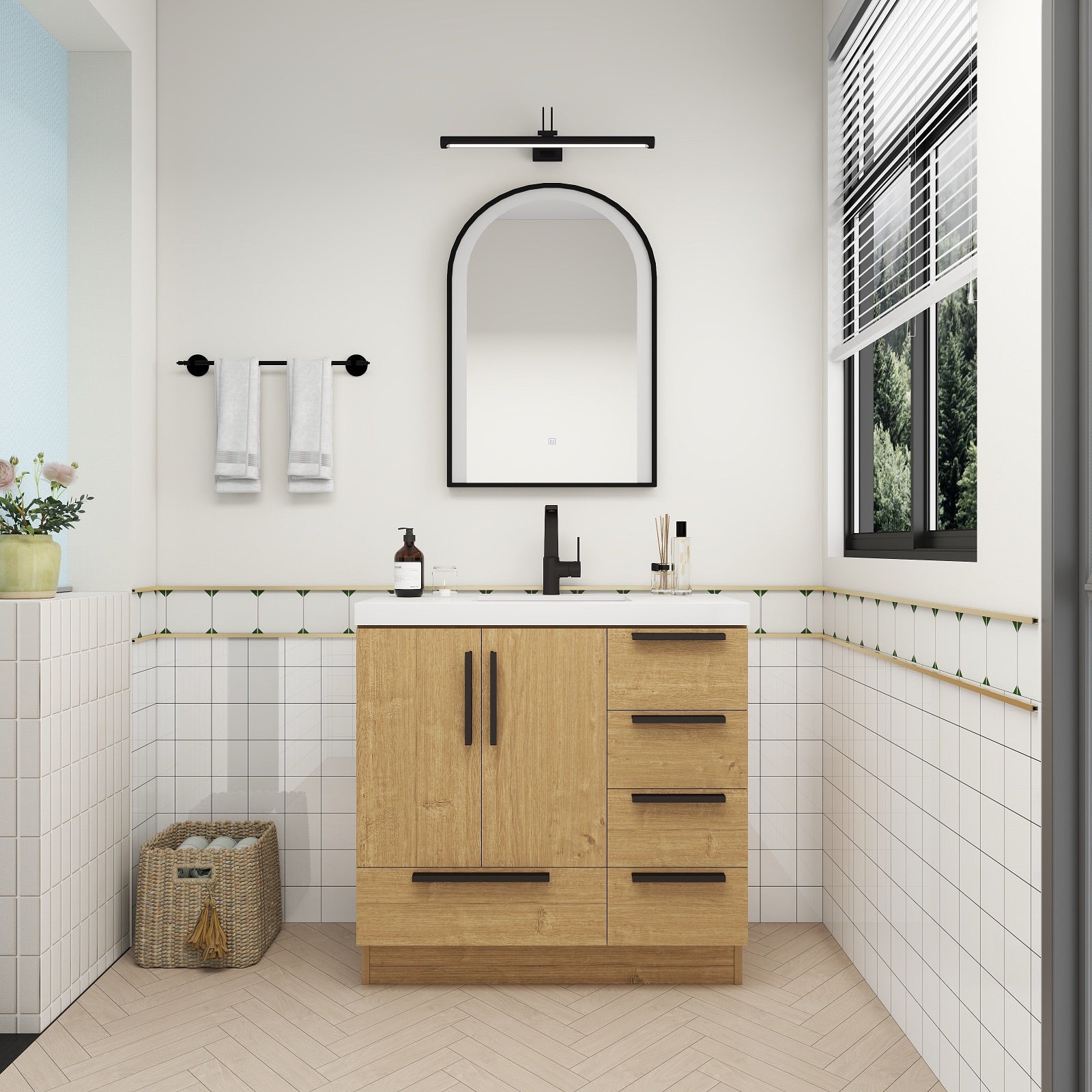 Carla 36" Freestanding Bathroom Vanity with Right Side Drawers image 3