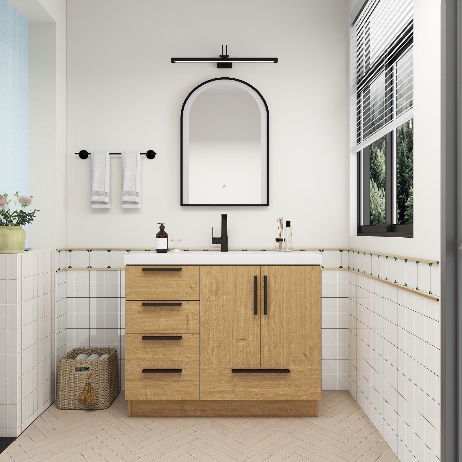 Carla 42" Freestanding Bathroom Vanity with Left Side Drawers image 3