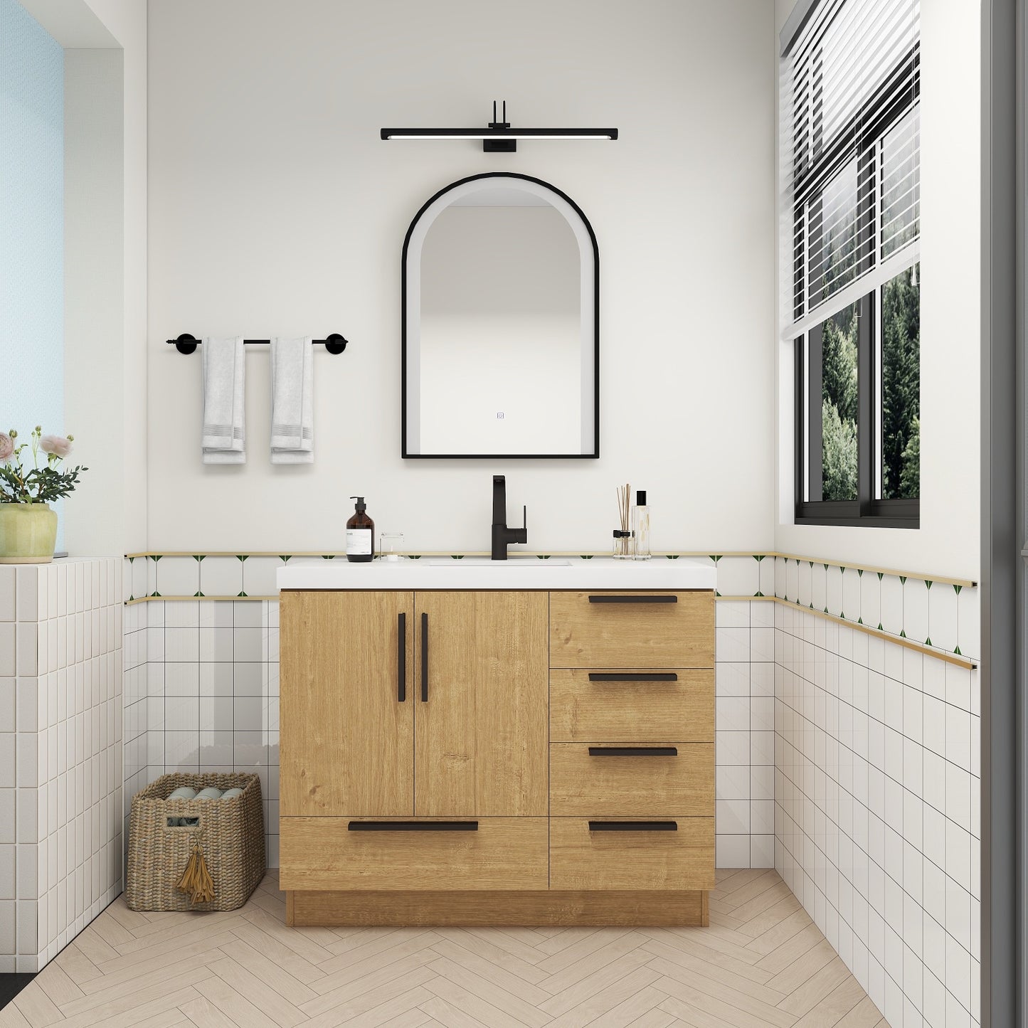 Carla 42" Freestanding Bathroom Vanity with Right Side Drawers image 3