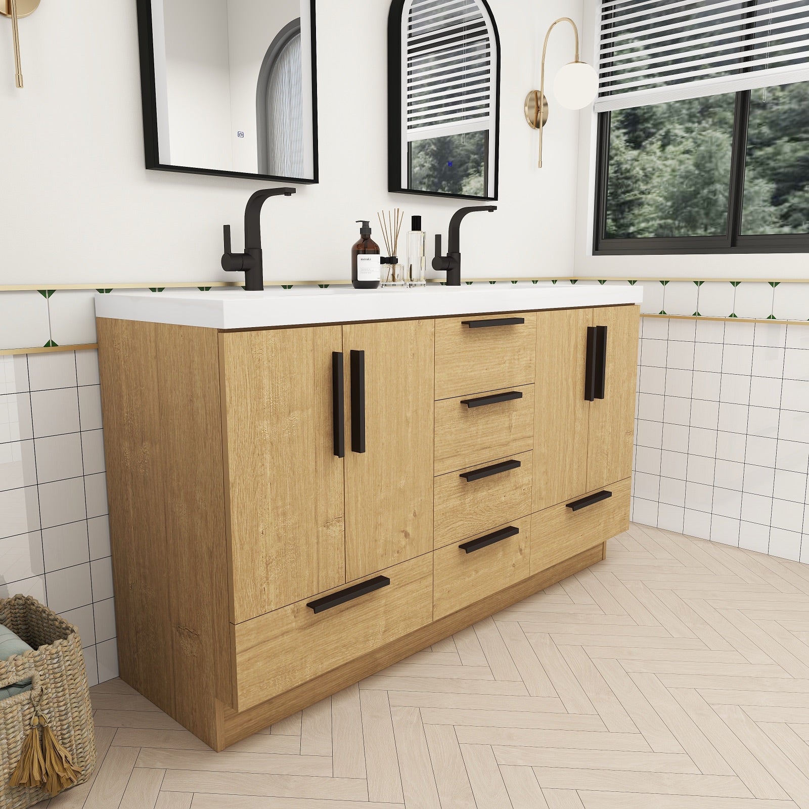 Carla 60" Freestanding Bathroom Vanity with Double Sink image 4