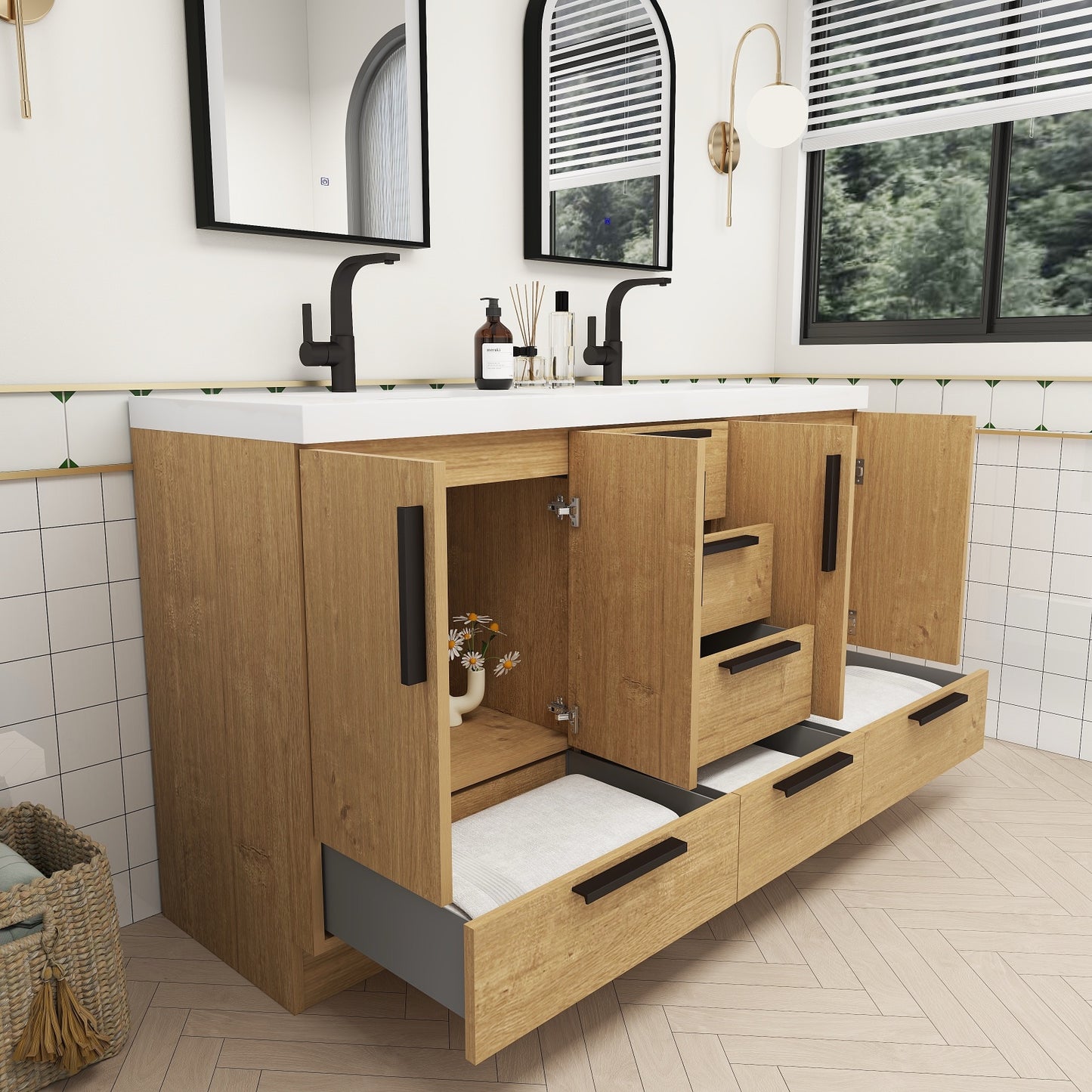 Carla 60" Freestanding Bathroom Vanity with Double Sink image 5