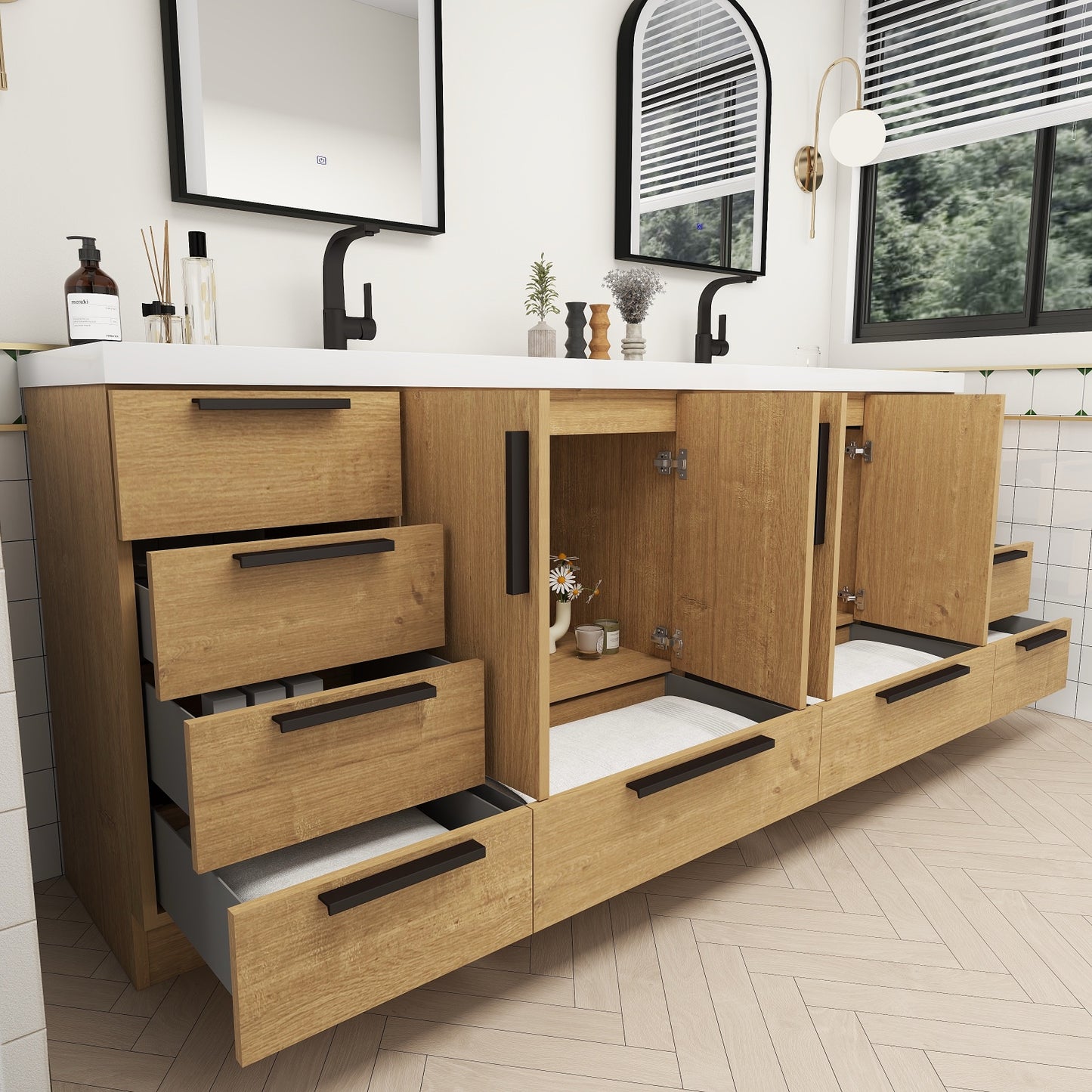 Carla 84" Freestanding Bathroom Vanity with Double Sink image 5