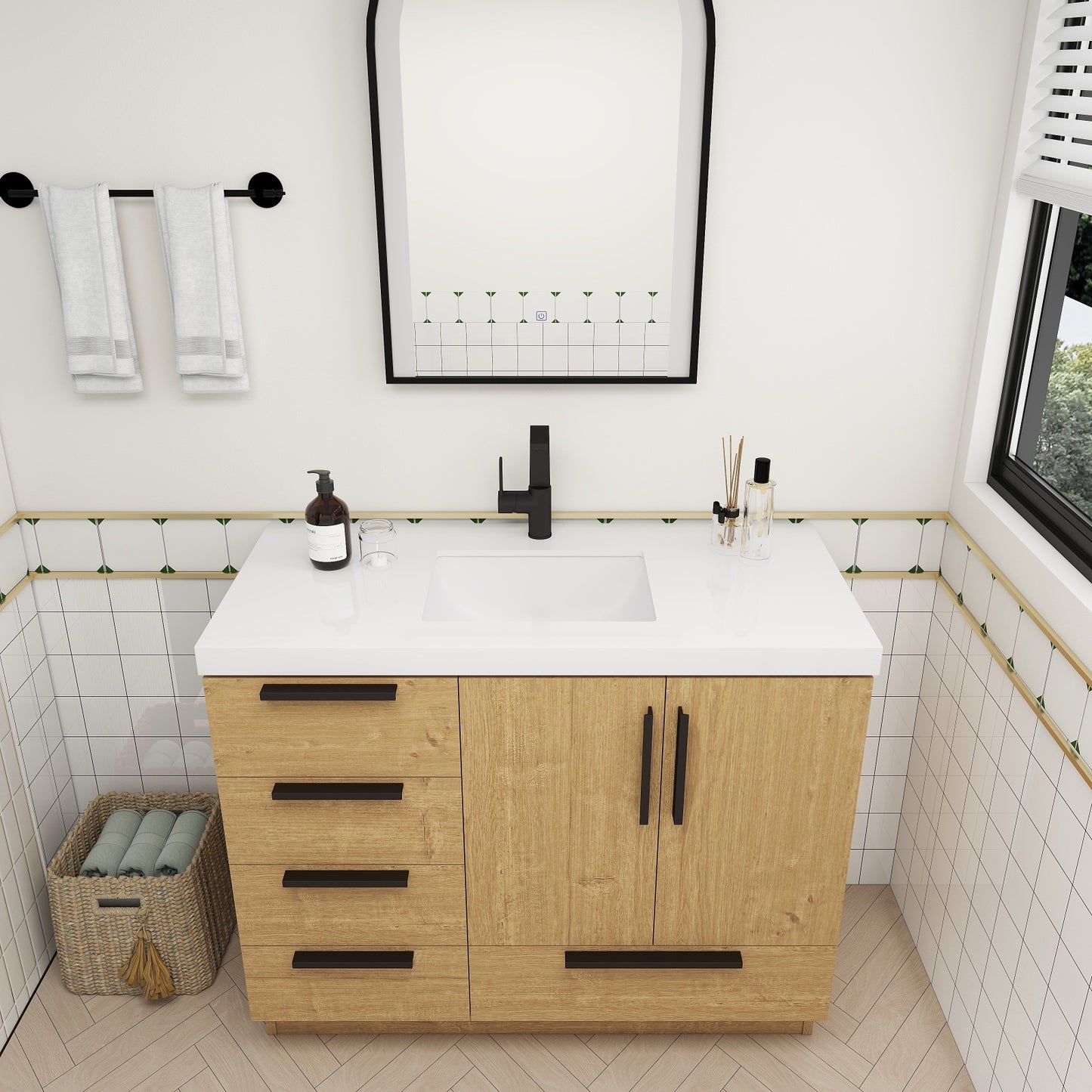 Carla 42" Freestanding Bathroom Vanity with Left Side Drawers image 6