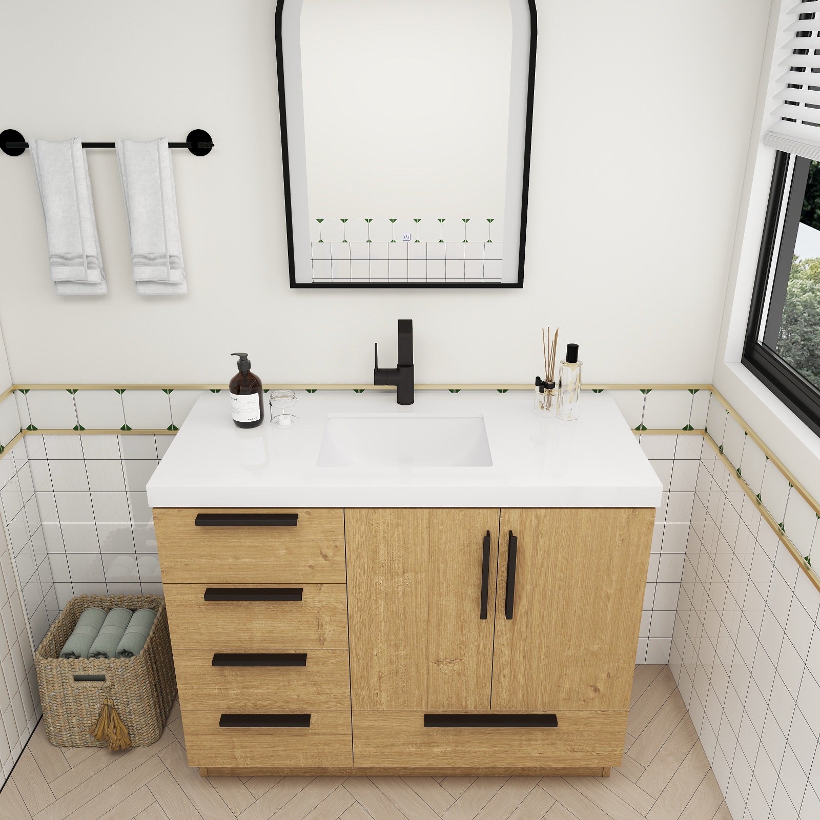 Carla 42" Freestanding Bathroom Vanity with Left Side Drawers image 6