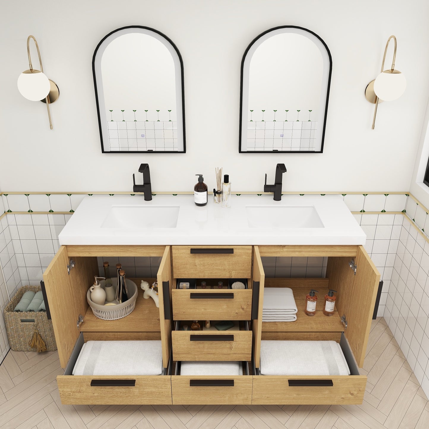 Carla 60" Freestanding Bathroom Vanity with Double Sink image 7