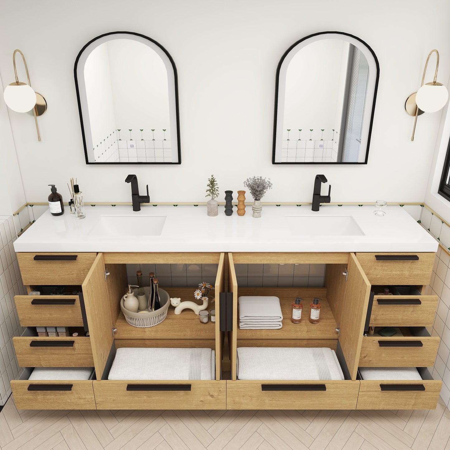 Carla 84" Freestanding Bathroom Vanity with Double Sink image 7