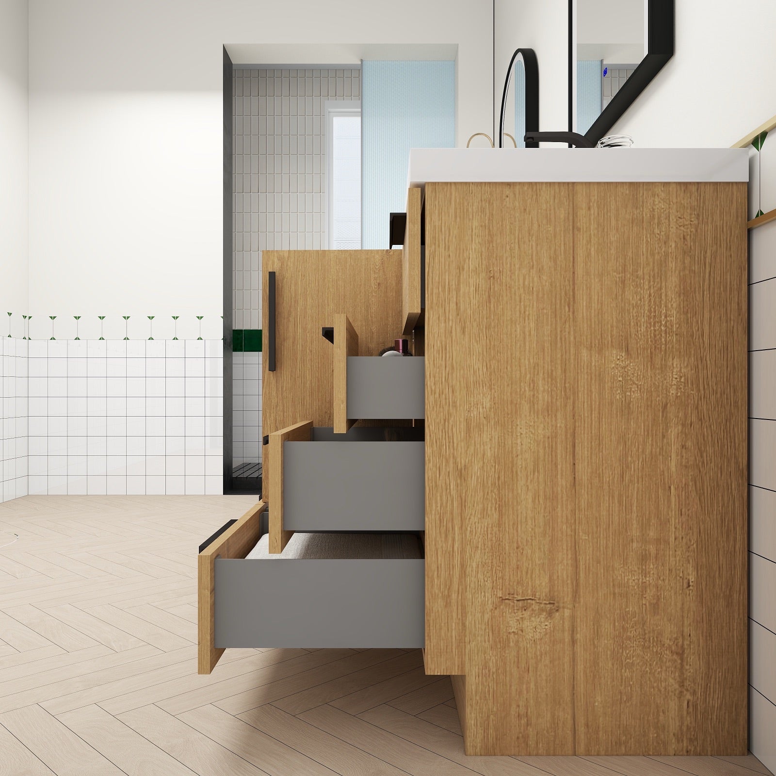 Carla 84" Freestanding Bathroom Vanity with Double Sink image 8