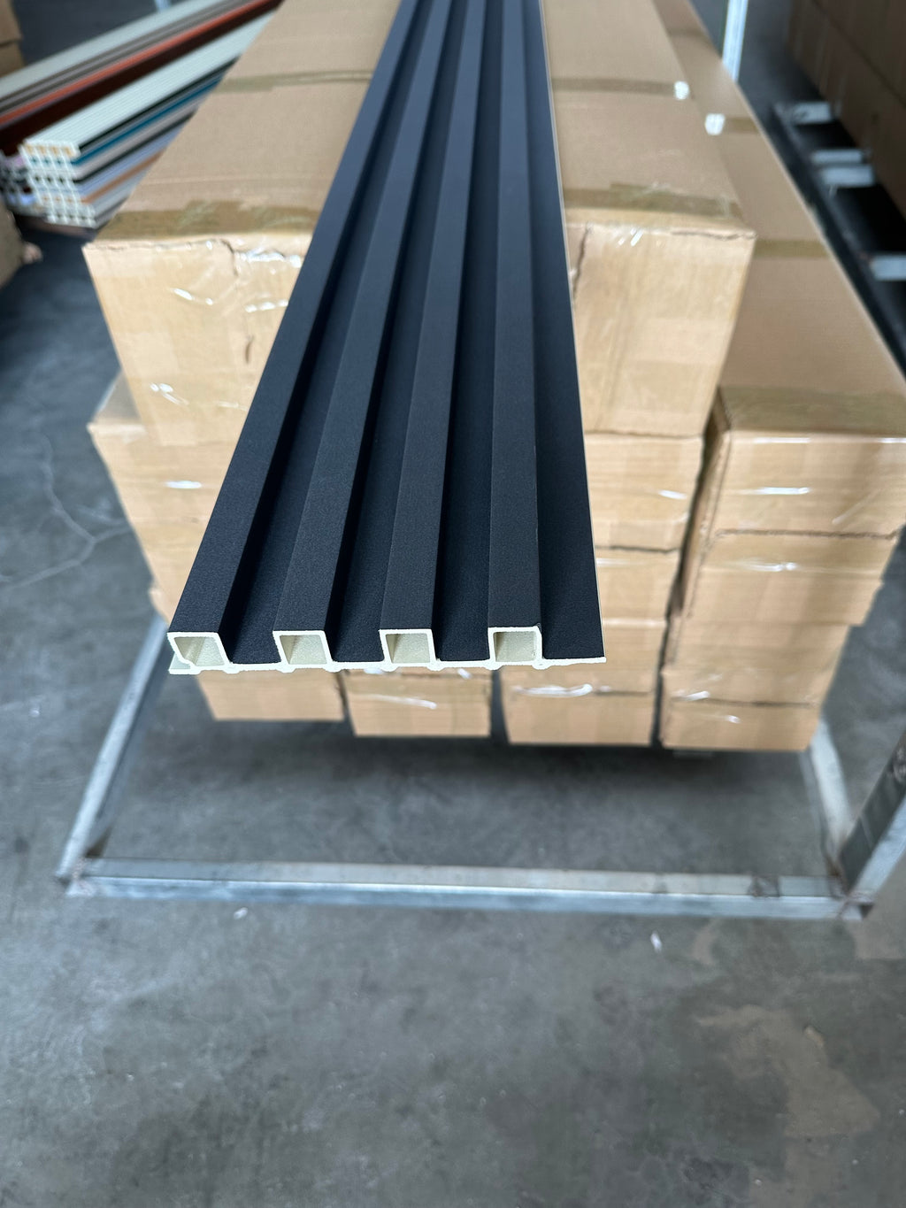 WPC Grille Wall Panel Matte Black Hollow or Solid