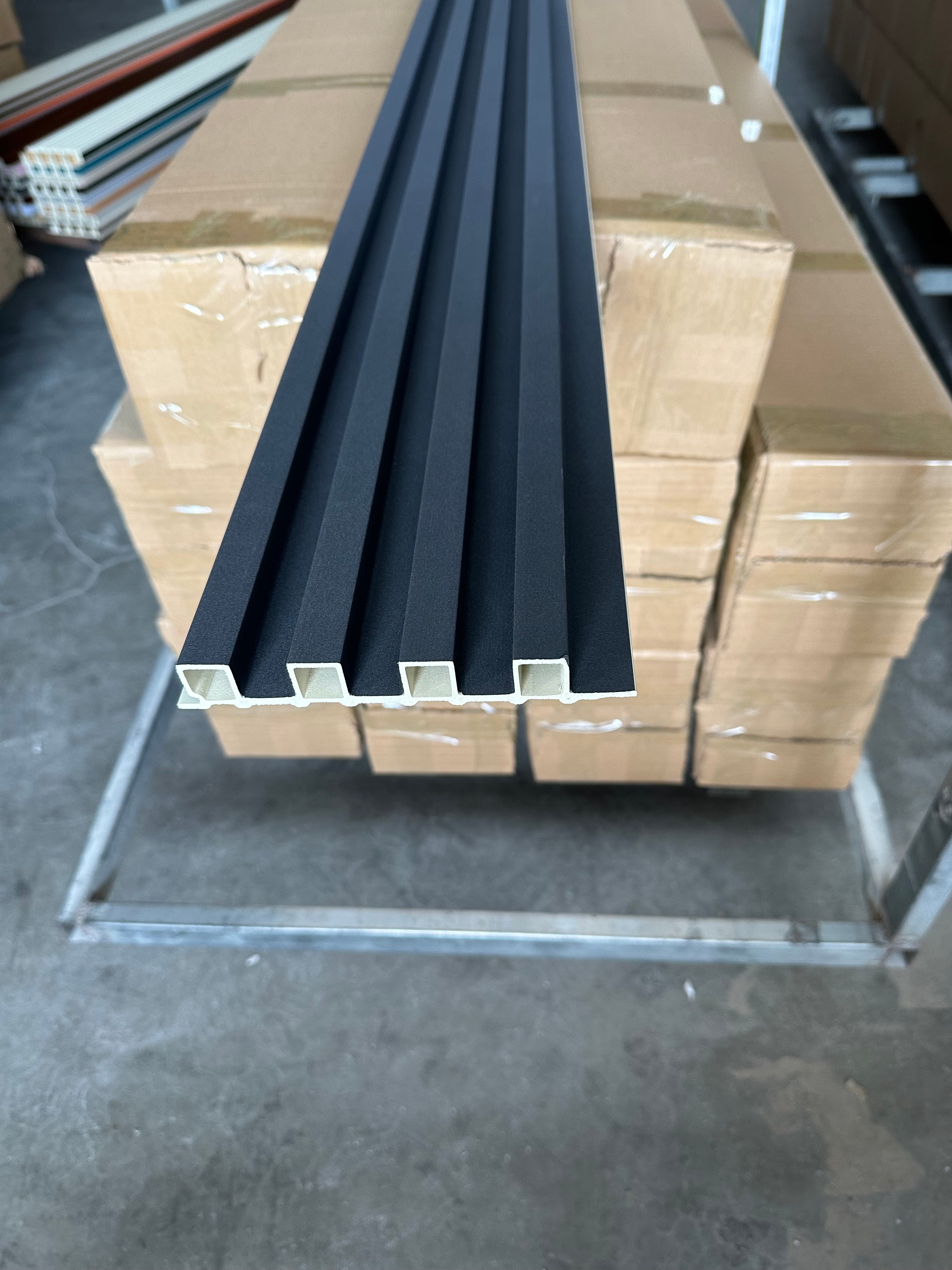 WPC Grille Wall Panel Matte Black Hollow or Solid