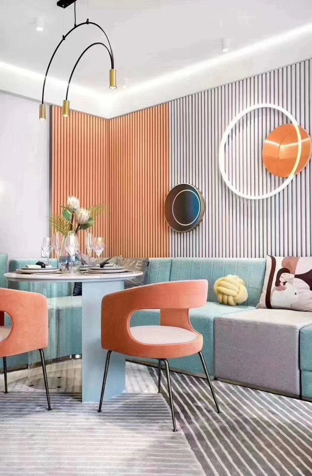 WPC Grille Wall Panel Orange and Creamy White Hollow or Solid