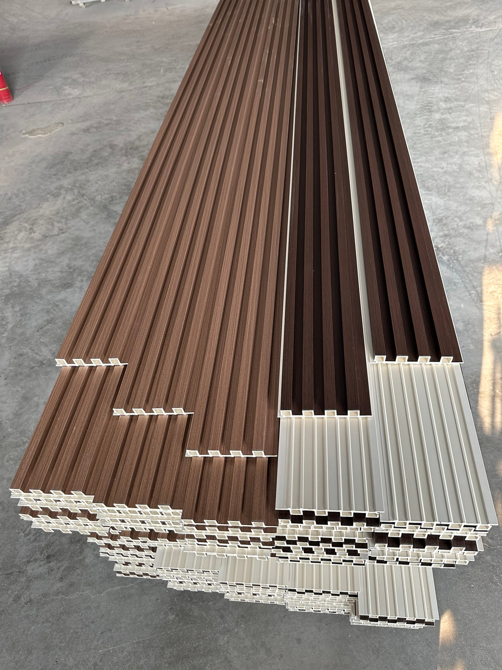 WPC Grille Wall Panel Reddish Brown Hollow or Solid