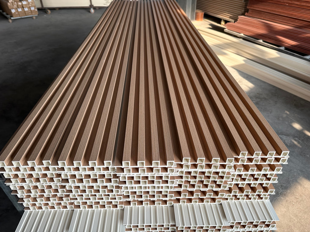 WPC Grille Wall Panel Woodgrain Brown Solid or Hollow