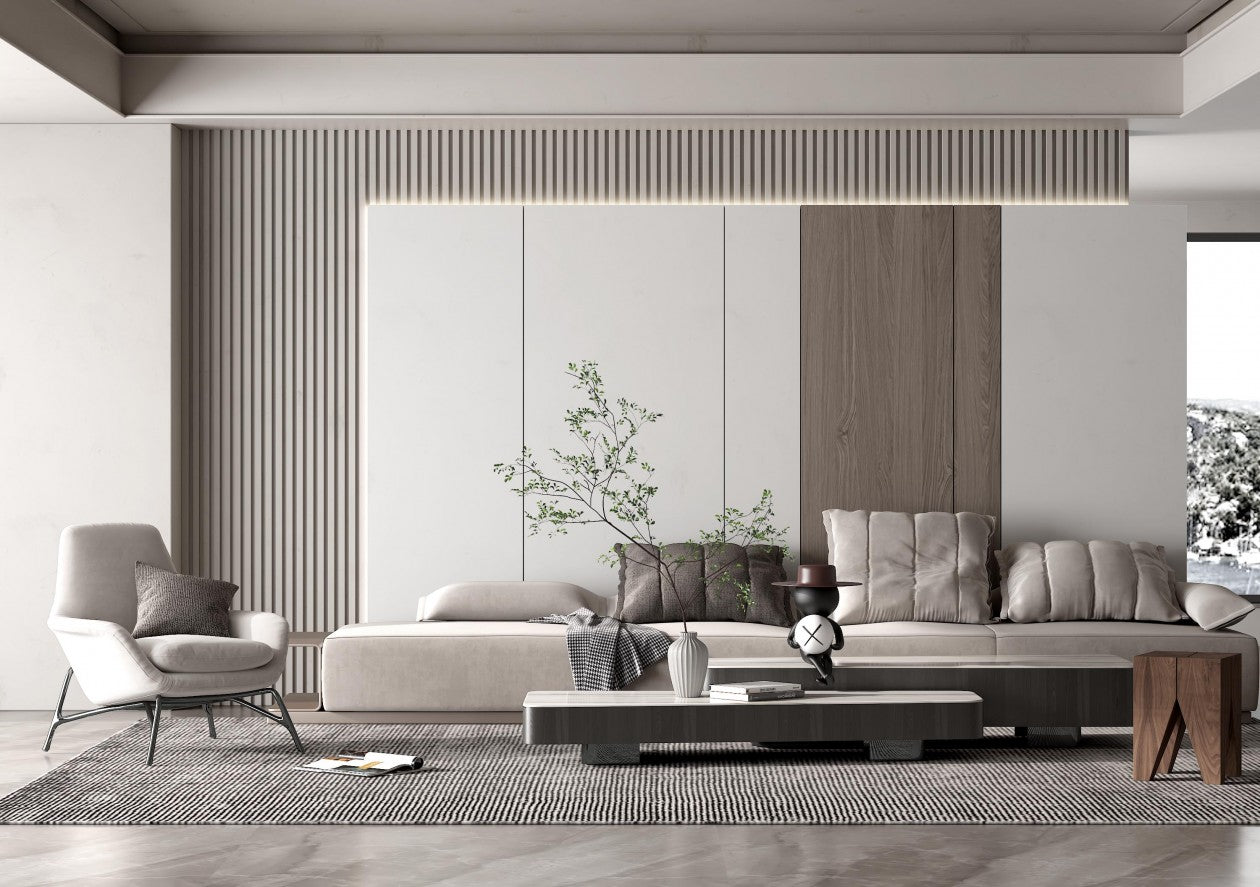 WPC Grille Wall Panel Creamy White Hollow or Solid